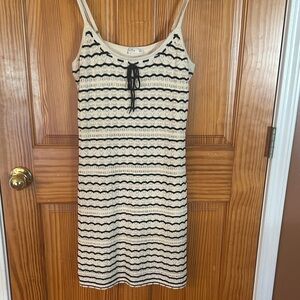 Hollister crochet knit Cream and Black Striped Mini Dress